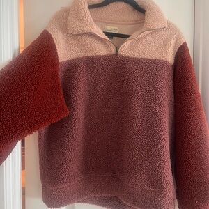 Universal Thread Turtleneck Sherpa Jacket in Red and Pink